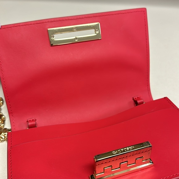 🔥🔥🔥Zac Posen Red Leather Wallet On Chain Crossbody Bag - Picture 10 of 15